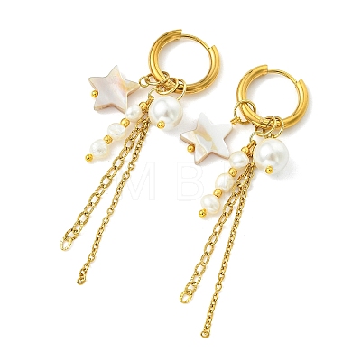 Natural Freshwater Shell Hoop Earrings EJEW-JE07145-01-1