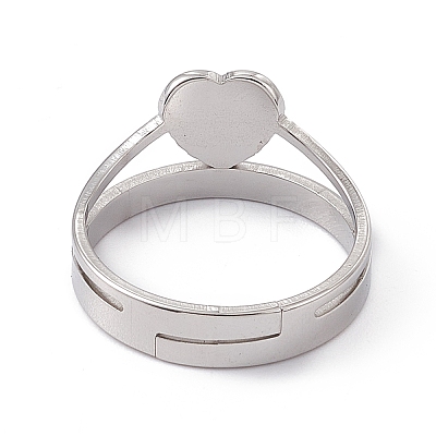 201 Stainless Steel Heart Adjustable Ring for Women RJEW-K238-04P-1