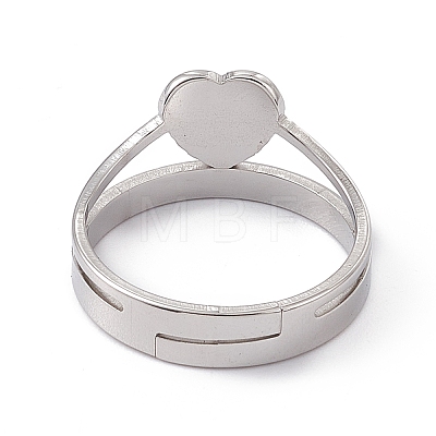 Non-Tarnish 201 Stainless Steel Heart Adjustable Ring for Women RJEW-K238-04P-1