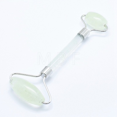 Green Watermelon Stone Glass Brass Face Massager MRMJ-G009-20P-1