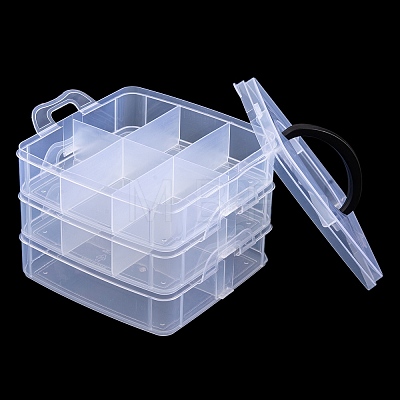 (Defective Closeout Sale: Cracks) 14 Grids Plastic Handled Organizers AJEW-XCP0002-55-1