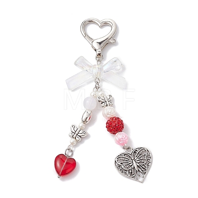 Heart Butterfly Bowknot Acrylic Pendant Decorations HJEW-JM01397-02-1