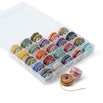 25 Rolls 25 Colors Round Segment Dyed Waxed Polyester Thread String YC-YW0001-02C-1