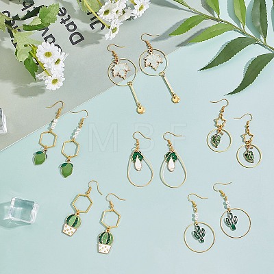 SUNNYCLUE DIY Green Earring Making Kits DIY-SC0014-12G-1