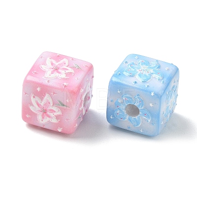 Carved Opaque Acrylic European Beads AC-CBA1172-01-1