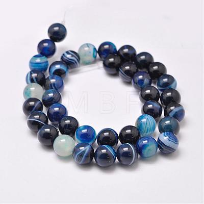 Natural Striped Agate/Banded Agate Bead Strands G-G962-10mm-08-1