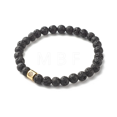 Natural Lava Rock Round Beads Essential Oil Anxiety Aromatherapy Stretch Bracelets BJEW-JB07042-1