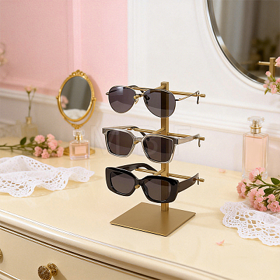 3-Tier 201 Stainless Steel Sunglasses Tower Display Stands ODIS-WH0086-221B-1