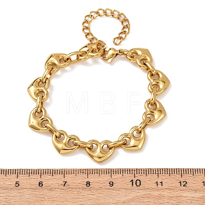 304 Stainless Steel Heart Link Chain Bracelets for Women BJEW-F536-19G-1