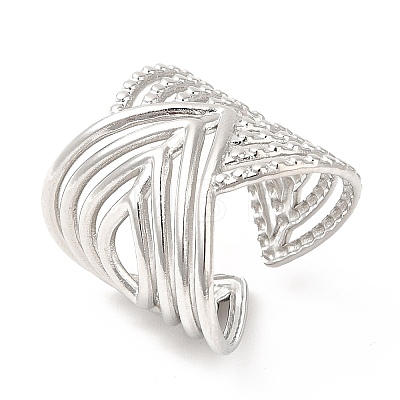 201 Stainless Steel Open Cuff Ring RJEW-E063-48P-1