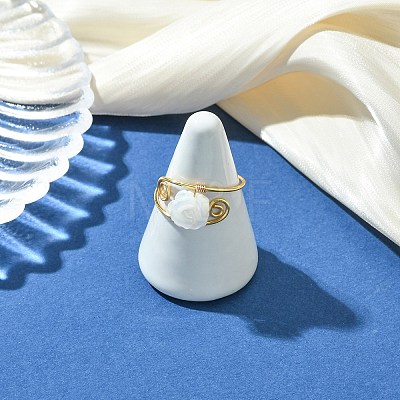Natural Trochid Shell/Trochus Shell Finger Rings RJEW-JR01045-1