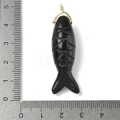 Natural Obsidian Carved Pendants G-P599-07G-01-1