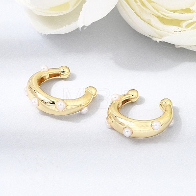Brass ABS Plastic Pearl Cuff Earrings for Women PL-CBA43D6-01G-1