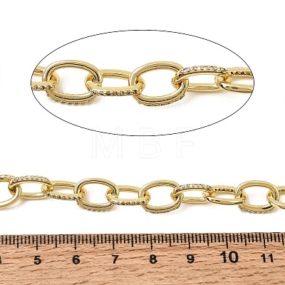 Brass Micro Pave Clear Cubic Zirconia Cable Chains KK-CBACA9B-07G-1