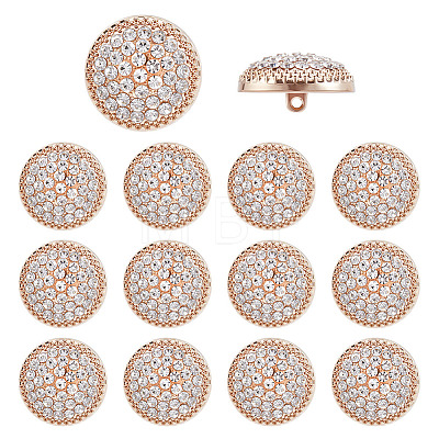 14Pcs 1-Hole Alloy Glass Shank Buttons BUTT-MA0001-16C-KCG-1