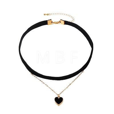 Alloy & Velvet Heart Pendant Choker Necklaces for Women WGC7319-04-1