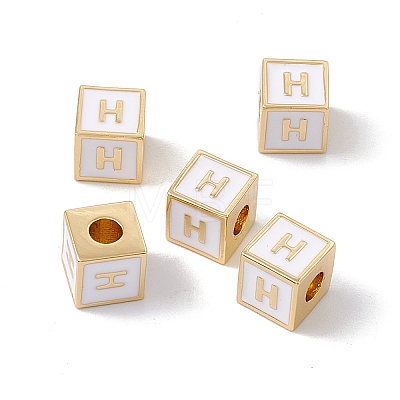Rack Plating Brass Enamel Beads KK-B060-04G-04H-1