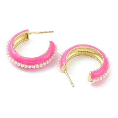 Plastic Pearl Bead Ear Studs for Women EJEW-K245-03G-1