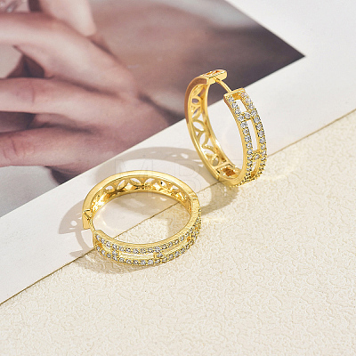 Hollow Brass Clear Cubic Zirconia Hoop Earrings OV8801-1