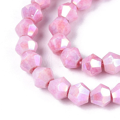 Anti-Tarnish Electroplate Bicone Glass Beads Strands EGLA-T021-4mm-16-04-1