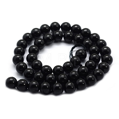 Natural Black Tourmaline Beads Strands G-G763-01-6mm-AB-1