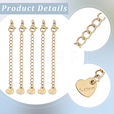 30Pcs 304 Stainless Steel Curb Chain Extender STAS-BM0001-08-1