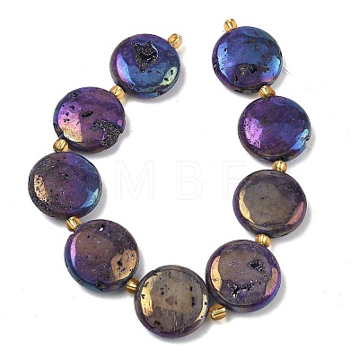 Electroplated Natural Druzy Geode Crystal Beads Strands G-G459-04G-1