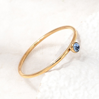 304 Stainless Steel Rhinestone Finger Rings for Women SA-CBAB767-26B-G-1