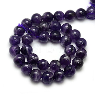 Natural Amethyst Round Bead Strands G-L170-12mm-02-1