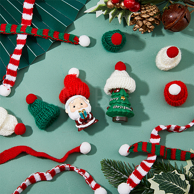 48Pcs 6 Style Christmas Mini Knitting Wool Yarn Scarf & Hats AJEW-FH0003-79-1