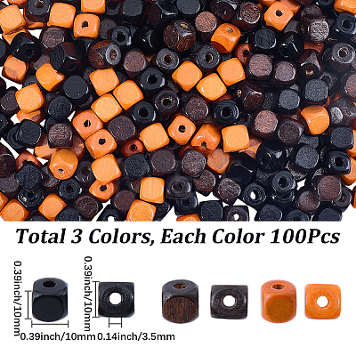 300Pcs 3 Colors Dyed Natural Wood Beads WOOD-SP0001-90-1