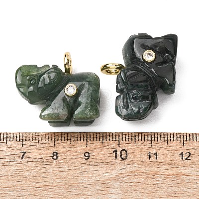 Natural Moss Agate Carved Pendants G-H357-01G-11-1