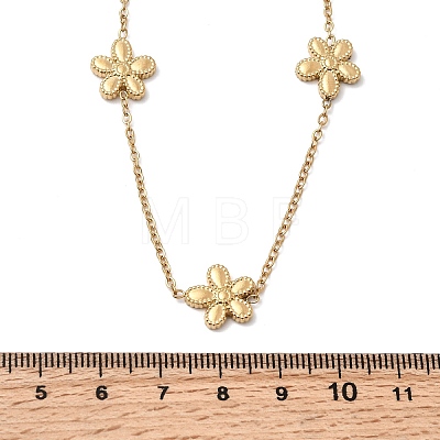 304 Stainless Steel 5-Petal Flower Link Chain Necklaces NJEW-G184-03G-1