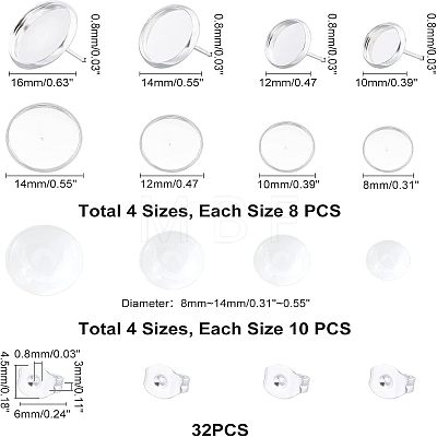 104Pcs DIY 304 Stainless Steel Stud Earring Making Kits DIY-UN0002-50S-1