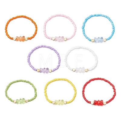 8Pcs 8 Colors Glass Seed Beads Stretch Bracelet Sets BJEW-JB11234-1
