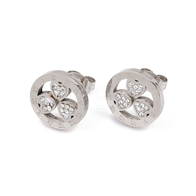 Flower 304 Stainless Steel Stud Earrings EJEW-H175-01P-1