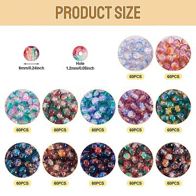 12 Colors Crackle Glass Beads CCG-TA0002-05B-1