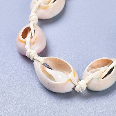 Adjustable Printed Cowrie Shell Braided Bead Bracelets BJEW-JB04273-1