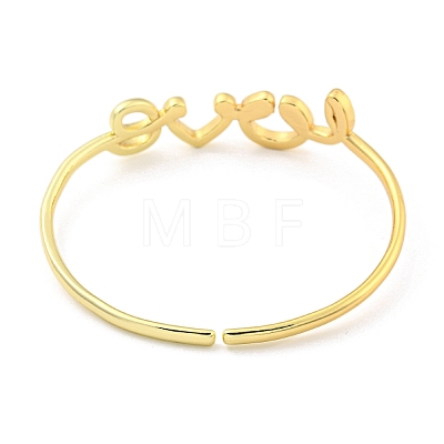 Word Love Brass Open Cuff Bangles for Women BJEW-Z062-15G-1