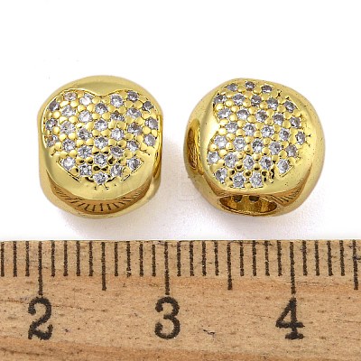 Rack Plating Brass Micro Pave Cubic Zirconia Beads KK-I718-43G-1