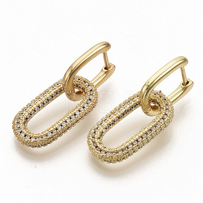 Brass Micro Pave Cubic Zirconia Dangle Hoop Earrings EJEW-S208-070D-1