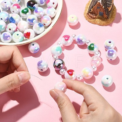 100Pcs Two Tone UV Plating Opaque Acrylic Beads OACR-CJ0001-34-1