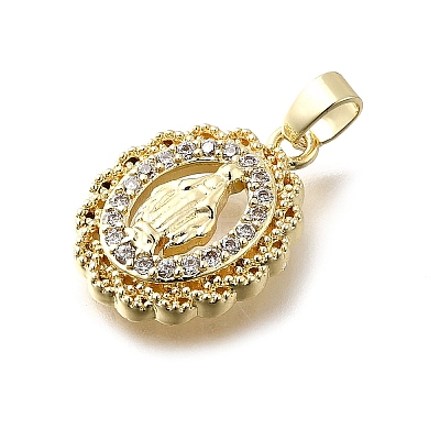 Brass Micro Pave Cubic Zirconia Pendants KK-P336-01E-G-1