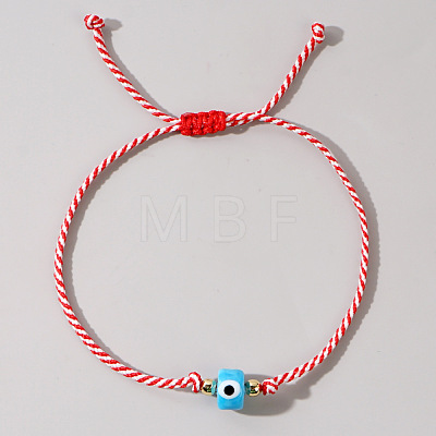 Adjustable Glass Evil Eye Braided Bead Bracelets for Men and Women PI2315-3-1