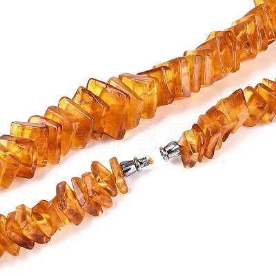 Natural Amber Square Graduated Beaded Necklaces NJEW-T019-03-1