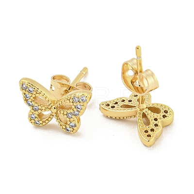 Brass Micro Pave Cubic Zirconia Ear Studs EJEW-P261-23A-G-1