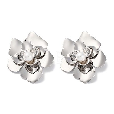 Alloy Flower Stud Earrings for Women EJEW-U028-14P-1