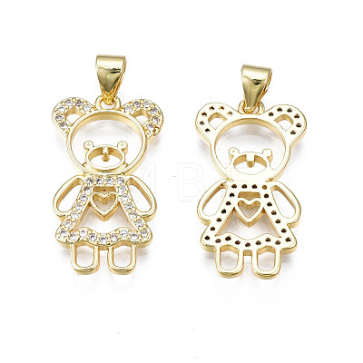 Brass Micro Pave Clear Cubic Zirconia Pendants ZIRC-N039-184-NF-1