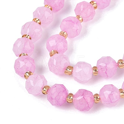 Ombre Effect Dyed Transparent Crackle Glass Beads Strands GLAA-Q111-8MM-06-1