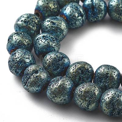 Electroplated Natural Lava Rock Beads Strands G-A251-D01-01A-1